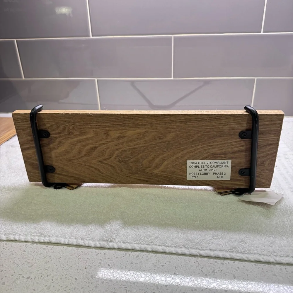 Set of 2 - Wooden Wall Decor with Black Metal Accent - Picture 5 of 8